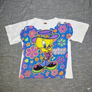 Vintage 90s Warner Bros Looney Tunes Tweety Bird T-Shirt Size Large Kids